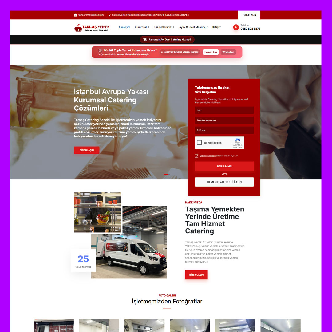 Tamaş Catering Web Sitesi